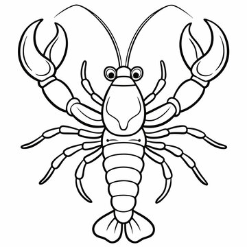 black and white lobster drawing clip art preview