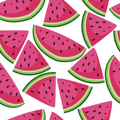 vector summer fruits seamless pattern with watermelon on a white background