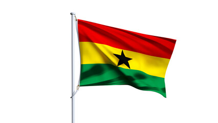 Waving flag of republic of ghana isolated on transparent background.