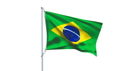 Waving flag of brazilian isolated on transparent background.