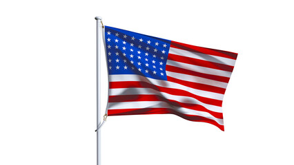 Waving flag of american isolated on transparent background.