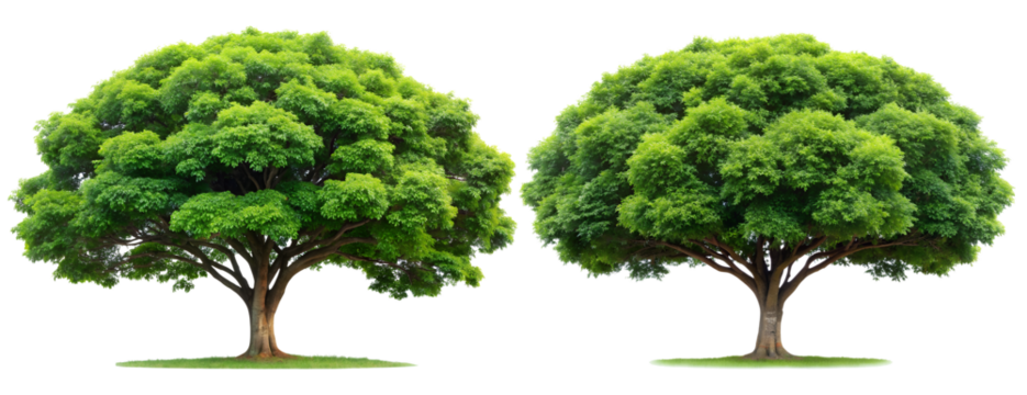 Set of trees on a transparent background. Tree protection concept.