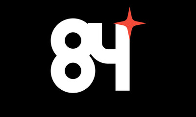 84 Star Logo Orange Modern Light Simple