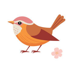 Cute bird. Flat vector illustration isolated on white background.