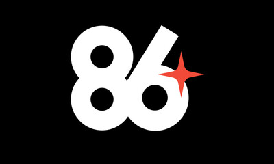 86 Star Logo Orange Modern Light Simple