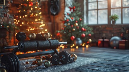 A home gym session with a holiday theme, including a playlist of festive tunes to motivate