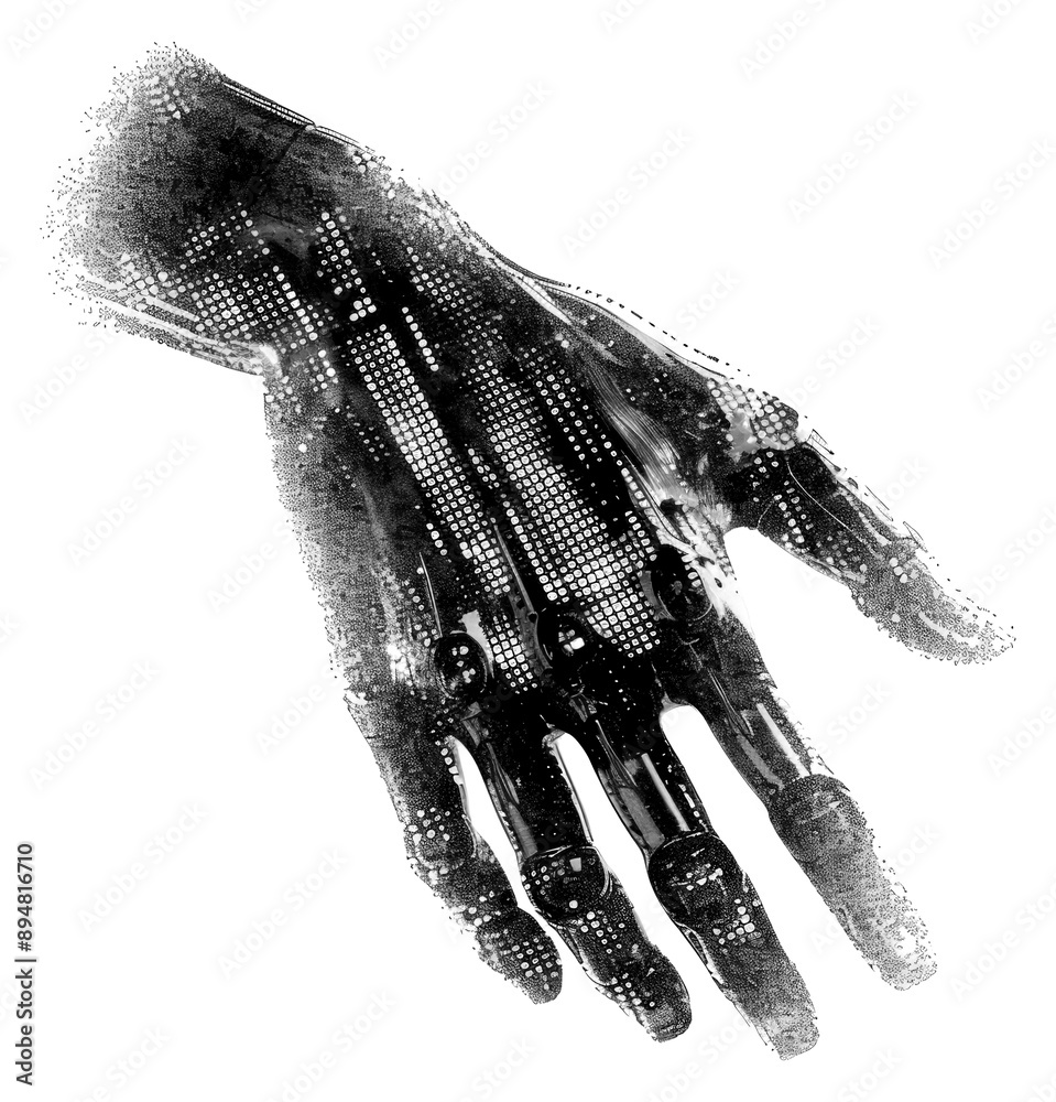 Sticker PNG  Futuristic robotic hand illustration