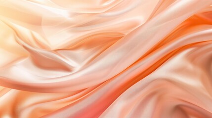 Fototapeta premium Elegant peach pink silk satin fabric with gentle lines and color gradient.