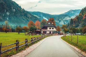 Logar valley or Logarska dolina in the Alps of Slovenia in autumn © Viktoriya