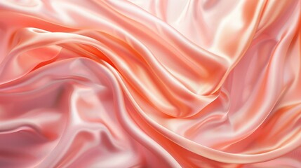 Fototapeta premium Elegant peach pink silk satin fabric with luxury folds and soft drapery.