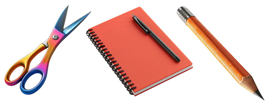 School Supplies Isolated on Transparent Background
