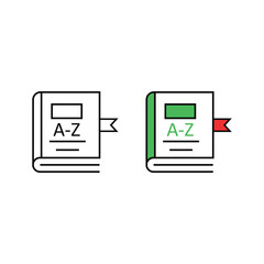 two vocabulary icon like thin line books. flat simple stroke style trend modern lineart logotype graphic art design isolated on white. concept of text thesaurus