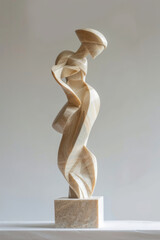 Surreal female abstract sculpture, mysterious figure on a pedestal