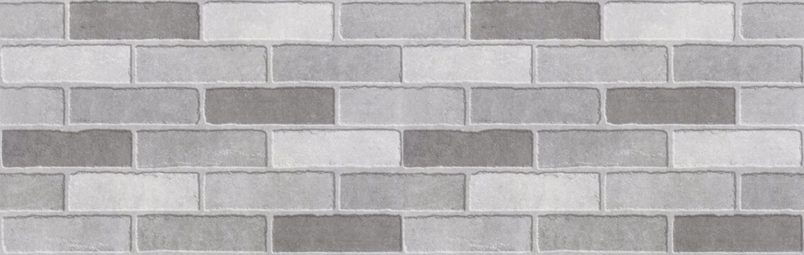 Fototapeta Seamless texture of gray brickwork. Beautiful brick wall on the street background in grey colors with divisions