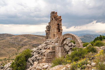 The scenic views of Zengibar Kalesi, İsaura ancient city at 1800 m. high near Bozkır, Konya 