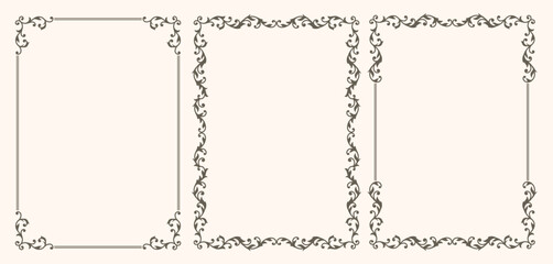 Set of frames with swirls in vintage style