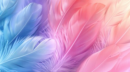 Soft Pastel Feathers in Gradient Background.