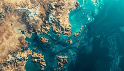 Aerial View of a Coastal Landscape with Islands