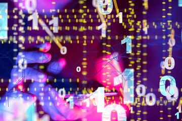 Fototapeta premium Global network. Blockchain. 3D illustration. Neural networks and artificial intelligence. Abstract - neural network exposure digital