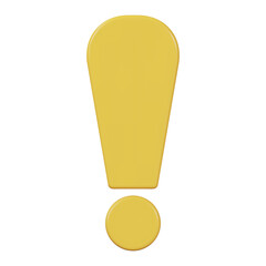 3D Exclamation sign yellow color. Vector illustration on isolated background.