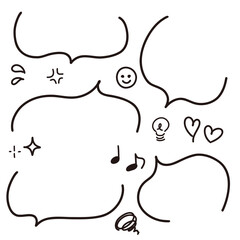 シンプルな線の手書き吹き出しと漫符セット