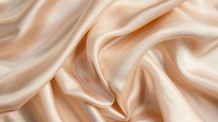 Obraz premium Light peach beige silk satin fabric with gentle lines and luxury folds.