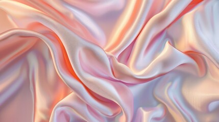 Obraz premium Light pink peach silk satin fabric with elegant drapery and color gradient.