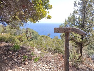 Rustikaler Holzwegweiser auf Sardinien