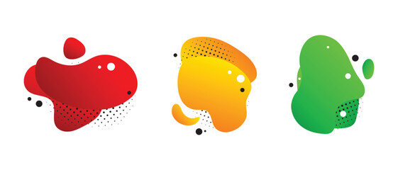 Naklejka premium Abstract liquid gradient geometric shapes in red, yellow and green colors, design elements for banners, posters and more.
