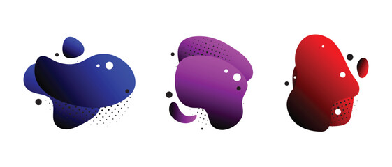 Abstract liquid gradient geometric shapes in blue, purple and red colors, design elements for banners, posters, etc.