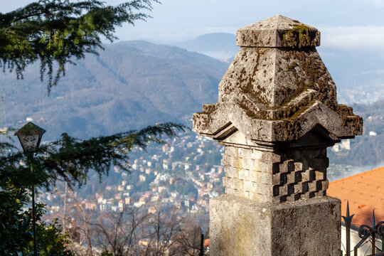 Element of a stone fence in Brunate, on a mountain above Lake Como
