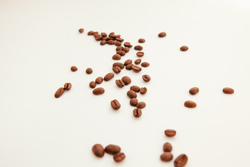 Coffee beans on white background, caffeine drink and food concept