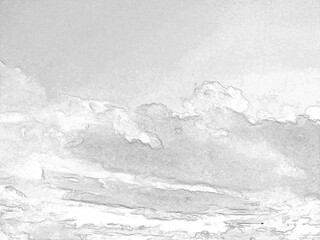 Fototapeta premium Stormy sky with white and grey clouds background, beautiful heaven photo. Hand drawn pencil sketch illustration