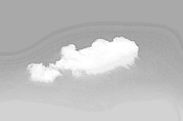 Single cloud isolated over blue sky background. Hand drawn pencil sketch illustration