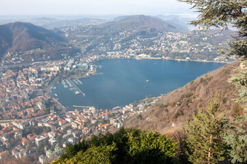 Panorama of Como city and Como lake. View from Brunate, Lombardy