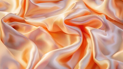 Obraz premium Pale peach beige silk satin fabric with delicate folds and soft drapery.