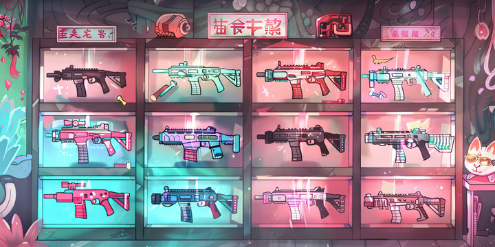 Strong Armory: A neatly organized armory with various weapons on display.