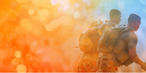 Military Drill: A group of soldiers practicing a drill together