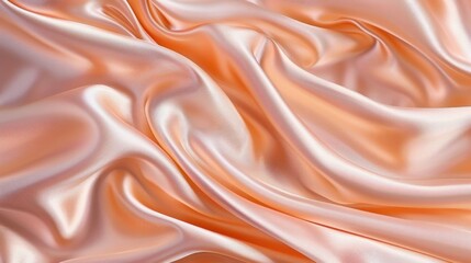 Fototapeta premium Pale peach pink silk satin fabric with elegant folds and gentle lines.