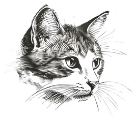 Obraz premium PNG Detailed black and white cat