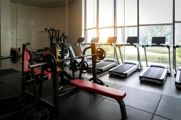 Various fitness equipment in the fitness club