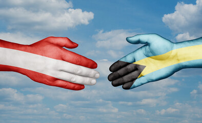 Bahamas and Austria country handshaking with flags, consensus concept international co-operation illustration