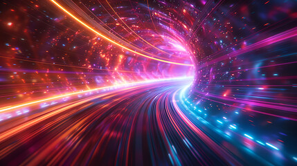 Futuristic light speed concept with vibrant hues abstract. Generative AI
