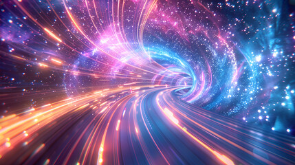 Futuristic light speed concept with vibrant hues abstract. Generative AI
