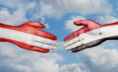 Syria and Austria country handshaking with flags, consensus concept international co-operation illustration