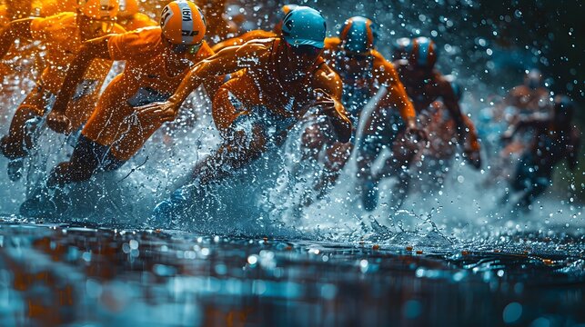 A dynamic photo of athletes in action, 