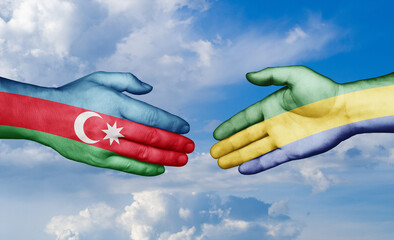 Gabon and Azerbaijan country handshaking with flags, consensus concept international co-operation illustration