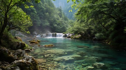 Obraz premium Aerial photography of China's Sichuan rice terraces,created with Generative AI tecnology.