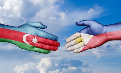 Philippines and Azerbaijan country handshaking with flags, consensus concept international co-operation illustration