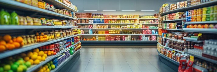 Naklejka premium A grocery store with lots of goods on the shelves